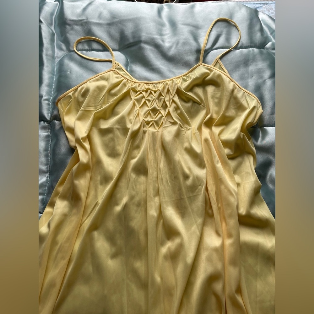 Vintage Sears sheer slip gown dress yellow